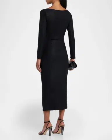 Chiara Boni La Petite Robe Yono Ruched Shimmer Bodycon Midi Dress | Thumbnail 2 Chiara Boni La Petite Robe Yono Ruched Shimmer Bodycon Midi Dress | Thumbnail 2