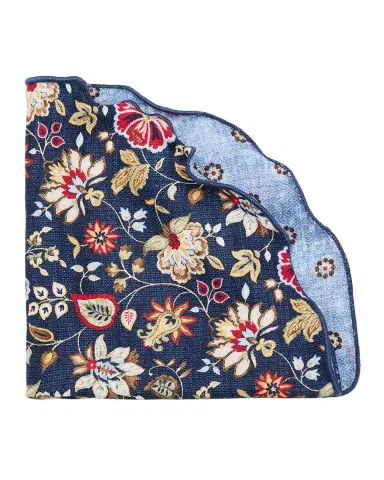 Edward Armah Men's Reversible Floral to Geometric Silk Pocket Circle | Thumbnail 2 Edward Armah Men's Reversible Floral to Geometric Silk Pocket Circle | Thumbnail 2