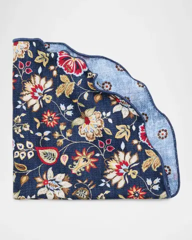 Edward Armah Men's Reversible Floral to Geometric Silk Pocket Circle | Thumbnail 3 Edward Armah Men's Reversible Floral to Geometric Silk Pocket Circle | Thumbnail 3