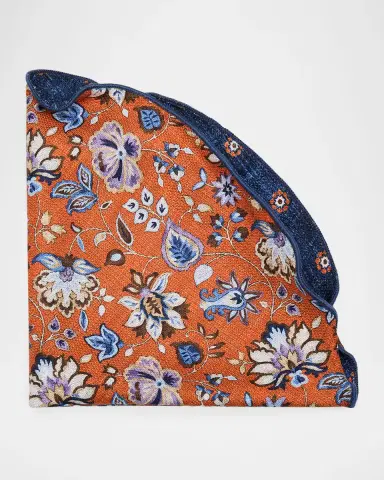 Edward Armah Men's Reversible Floral to Medallion Silk Pocket Circle | Thumbnail 3 Edward Armah Men's Reversible Floral to Medallion Silk Pocket Circle | Thumbnail 3