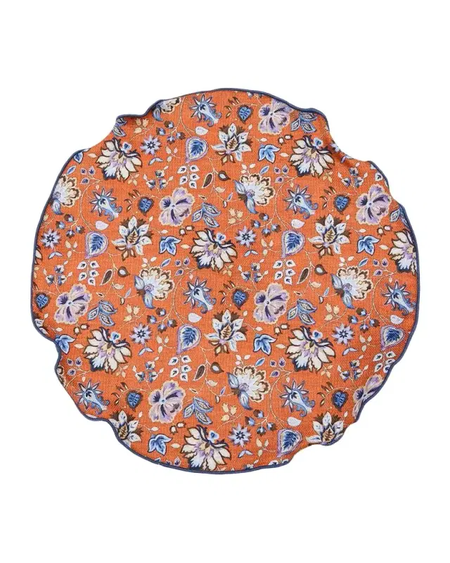Edward Armah Men 's Reversible Floral to Medallion Silk Pocket Circle