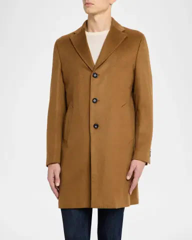 Neiman Marcus Men 's Cashmere Single-Breasted Overcoat | Thumbnail 4 Neiman Marcus Men 's Cashmere Single-Breasted Overcoat | Thumbnail 4