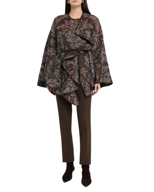 Belted Tweed Cape