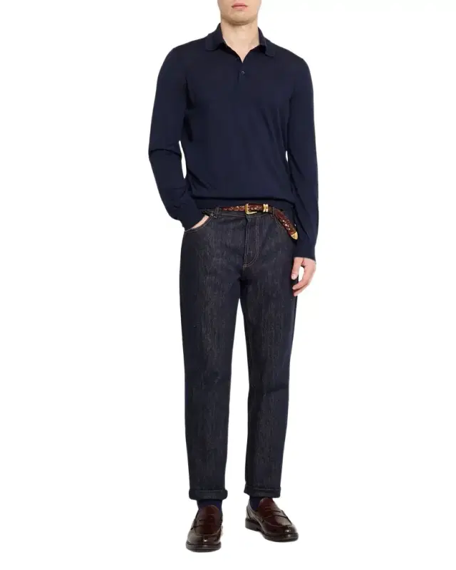 Brunello Cucinelli Men 's Fine Gauge Wool-Cashmere Polo Shirt