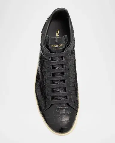 Tom Ford Men's Warwick Croc-Embossed Leather Sneakers | Thumbnail 3 Tom Ford Men's Warwick Croc-Embossed Leather Sneakers | Thumbnail 3