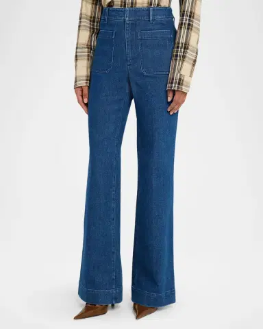 Tanya Taylor Nicole Mid-Rise Denim Bootcut Pants | Thumbnail 3 Tanya Taylor Nicole Mid-Rise Denim Bootcut Pants | Thumbnail 3