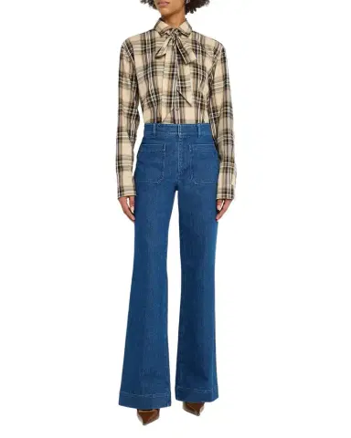 Tanya Taylor Nicole Mid-Rise Denim Bootcut Pants | Thumbnail 1 Tanya Taylor Nicole Mid-Rise Denim Bootcut Pants | Thumbnail 1