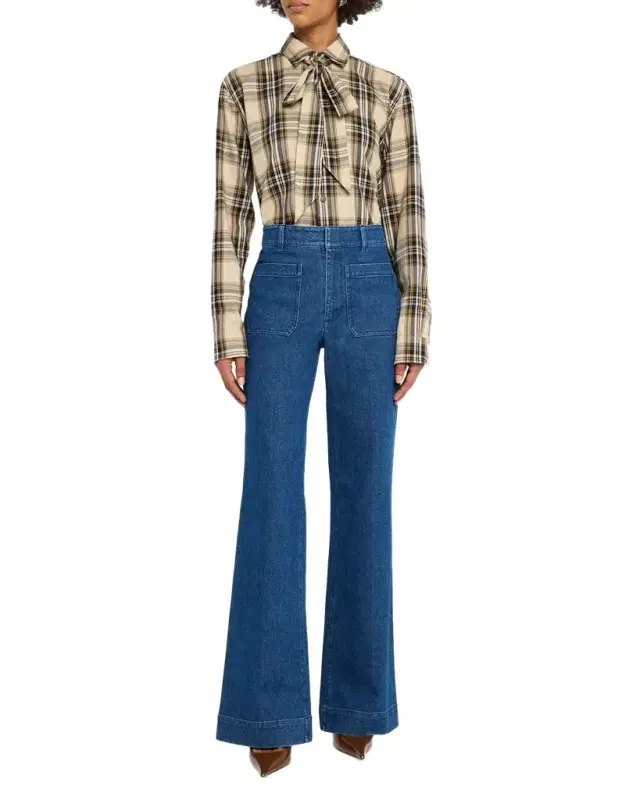 Tanya Taylor Nicole Mid-Rise Denim Bootcut Pants