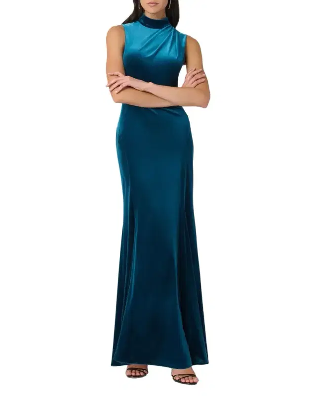 Lorelei Sleeveless Mock-Neck Velvet Gown Lorelei Sleeveless Mock-Neck Velvet Gown