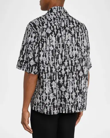 McQueen Men 's Crystal-Print Oversized Camp Shirt | Thumbnail 2