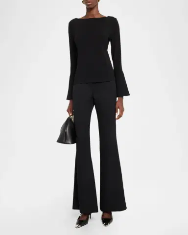 Emporio Armani Bateau-Neck Crepe Viscose Jersey Top | Thumbnail 2
