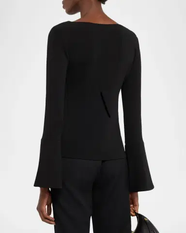 Emporio Armani Bateau-Neck Crepe Viscose Jersey Top | Thumbnail 3