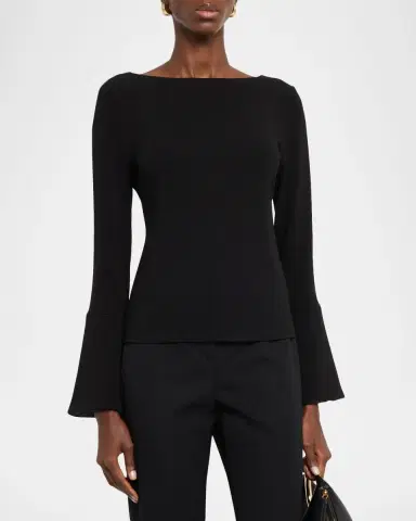 Emporio Armani Bateau-Neck Crepe Viscose Jersey Top | Thumbnail 4