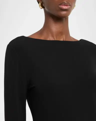 Emporio Armani Bateau-Neck Crepe Viscose Jersey Top | Thumbnail 5