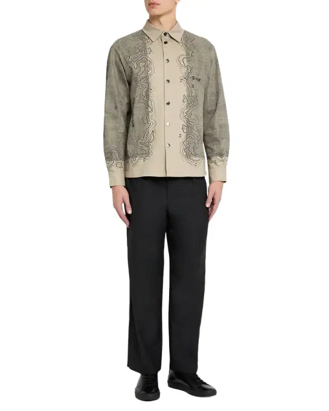 Men 's Placement Graphic Cotton Overshirt