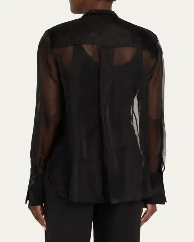 TWP Peyton Sheer Tuxedo Button-Front Shirt | Thumbnail 3