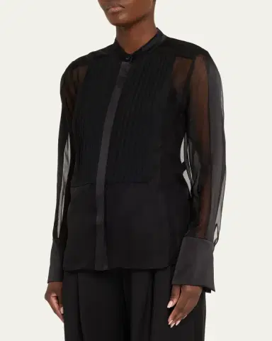 TWP Peyton Sheer Tuxedo Button-Front Shirt | Thumbnail 4