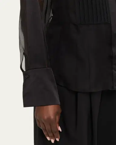 TWP Peyton Sheer Tuxedo Button-Front Shirt | Thumbnail 5