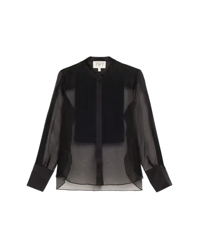 Peyton Sheer Tuxedo Button-Front Shirt