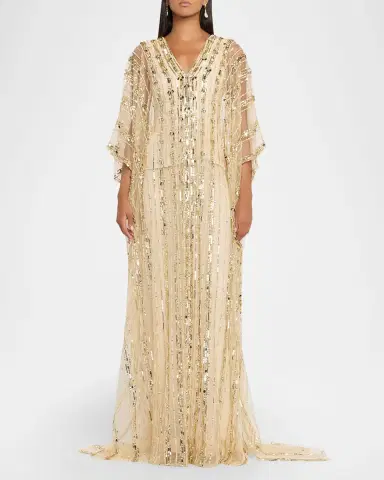 Pamella Roland Embroidered Tulle Caftan Gown | Thumbnail 3 Pamella Roland Embroidered Tulle Caftan Gown | Thumbnail 3