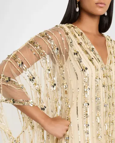 Pamella Roland Embroidered Tulle Caftan Gown | Thumbnail 4 Pamella Roland Embroidered Tulle Caftan Gown | Thumbnail 4