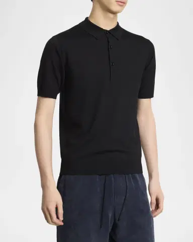 Dries Van Noten Men's Murice Merino Wool Knit Polo Shirt | Thumbnail 3 Dries Van Noten Men's Murice Merino Wool Knit Polo Shirt | Thumbnail 3