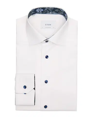 Eton Men's Contemporary-Fit Organic Cotton Dress Shirt with Floral Lining | Thumbnail 2 Eton Men's Contemporary-Fit Organic Cotton Dress Shirt with Floral Lining | Thumbnail 2