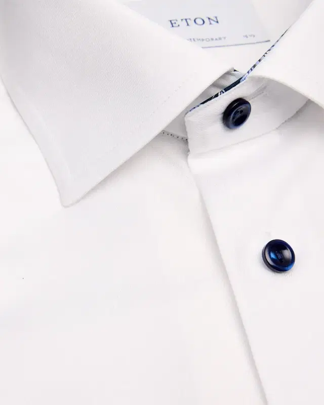 Men's Contemporary-Fit Organic Cotton Dress Shirt with Floral Lining
