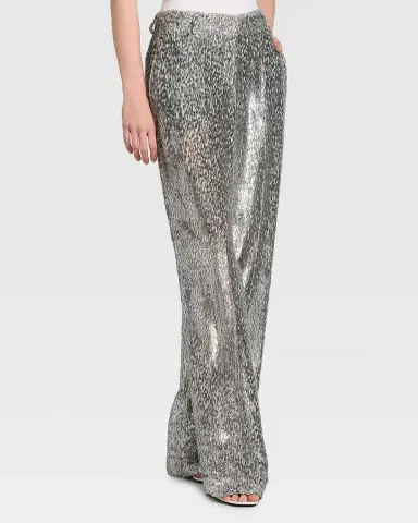 Stella McCartney Fil Coupe Pleated Straight-Leg Trousers | Thumbnail 3