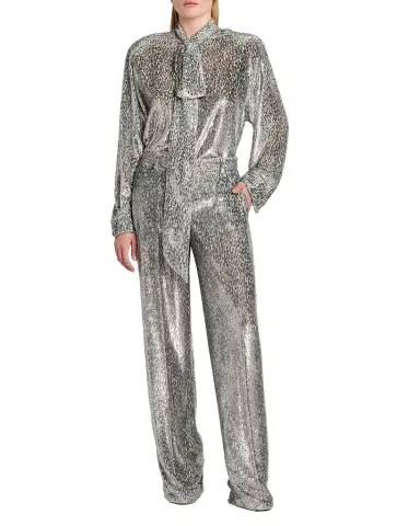 Stella McCartney Fil Coupe Pleated Straight-Leg Trousers | Thumbnail 1