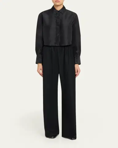 SIMKHAI Renata Cropped Satin Blouse | Thumbnail 2