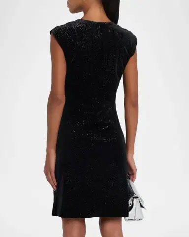 Emporio Armani Sleeveless Sparkle Draped Mini Dress | Thumbnail 2