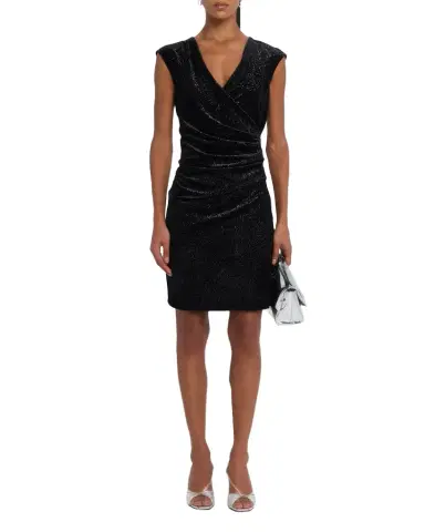 Emporio Armani Sleeveless Sparkle Draped Mini Dress | Thumbnail 1