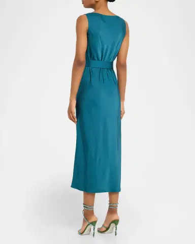 LAPOINTE Cowl-Neck Satin Belted Sleeveless Midi Dress | Thumbnail 3 LAPOINTE Cowl-Neck Satin Belted Sleeveless Midi Dress | Thumbnail 3