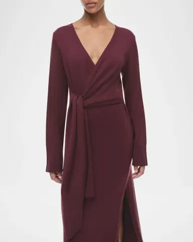 SIMKHAI Skyla Cashmere-Blend Wrap Dress | Thumbnail 3 SIMKHAI Skyla Cashmere-Blend Wrap Dress | Thumbnail 3
