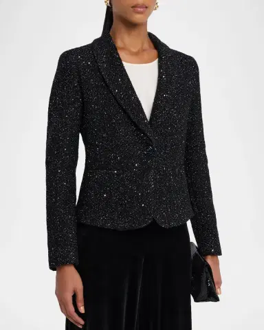 Emporio Armani Sequined Lurex Bouclé Single-Breasted Jacket | Thumbnail 4