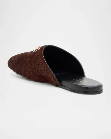 Gucci Men's Goat Hair Horsebit Mules | Thumbnail 2