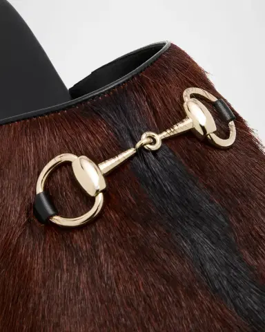 Gucci Men's Goat Hair Horsebit Mules | Thumbnail 3