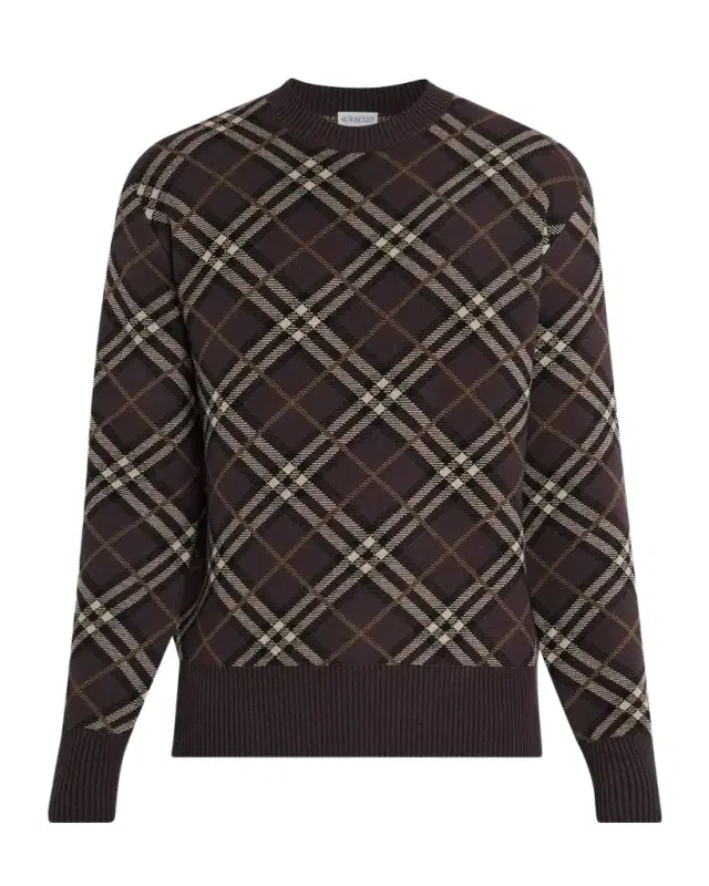 Men 's Gregory Check Wool and Cashmere Crewneck Sweater