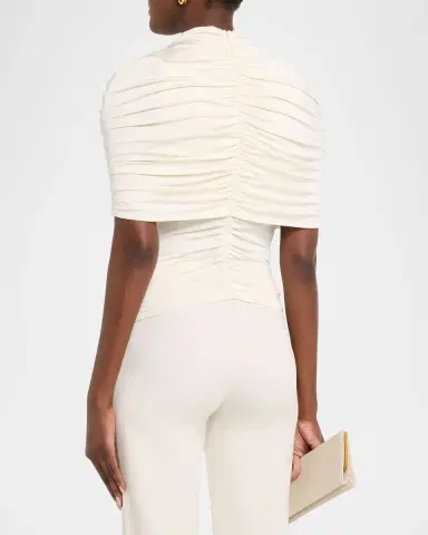 Lapointe Mock-Neck Ruched Jersey Top | Thumbnail 2