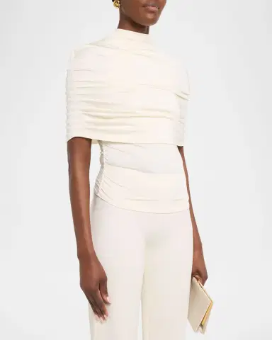 Lapointe Mock-Neck Ruched Jersey Top | Thumbnail 3