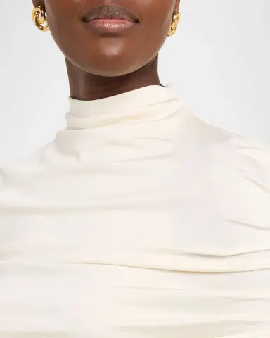 Lapointe Mock-Neck Ruched Jersey Top | Thumbnail 4