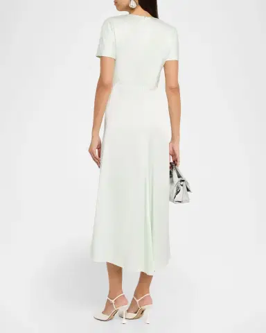 Victoria Beckham Gathered Waist Satin Midi Dress | Thumbnail 2