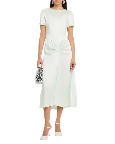Victoria Beckham Gathered Waist Satin Midi Dress | Thumbnail 1