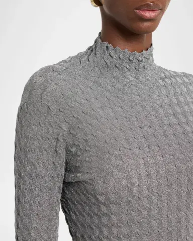 Emporio Armani Mock-Neck Textured Shimmer Knit Sweater | Thumbnail 4