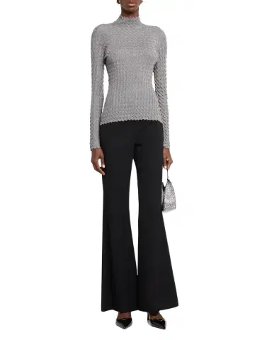 Emporio Armani Mock-Neck Textured Shimmer Knit Sweater | Thumbnail 1