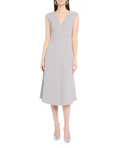 Emporio Armani Sleeveless Textured V-Neck Midi Dress | Thumbnail 1 Emporio Armani Sleeveless Textured V-Neck Midi Dress | Thumbnail 1