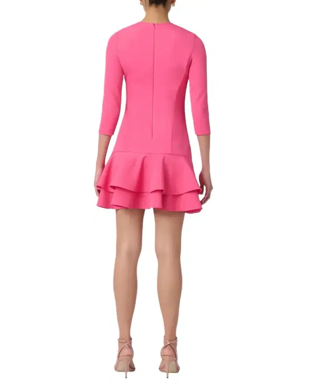 Shoshanna Nessa Ruffle-Hem Stretch Crepe Mini Dress