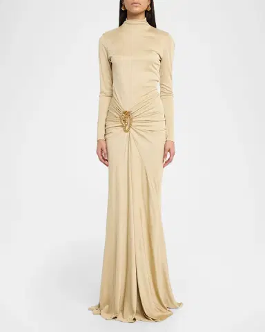 Silvia Tcherassi Celinda Draped Long-Sleeve Maxi Dress | Thumbnail 2 Silvia Tcherassi Celinda Draped Long-Sleeve Maxi Dress | Thumbnail 2