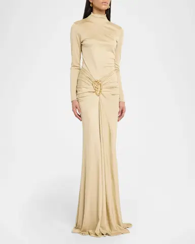 Silvia Tcherassi Celinda Draped Long-Sleeve Maxi Dress | Thumbnail 4 Silvia Tcherassi Celinda Draped Long-Sleeve Maxi Dress | Thumbnail 4
